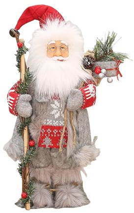 BRABOSTON Figura de Papá Noel de 12 pulgadas de alto, decoración de Navidad para repisas, estante de escritorio, decoración de estantes de Navidad para interiores y exteriores