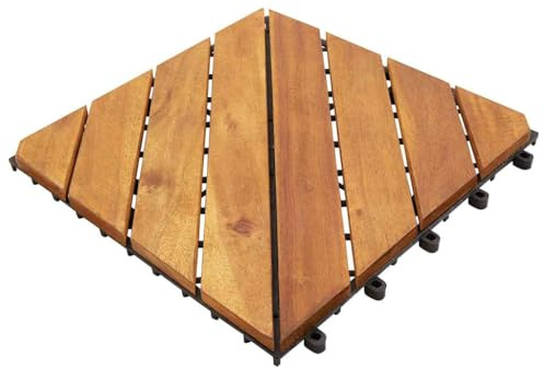 Lot de 10 Dalle de Terrasse Clipsable, Cailleboti Carrelage Extérieur 10 pcs 30x30 cm Bois d'acacia solide