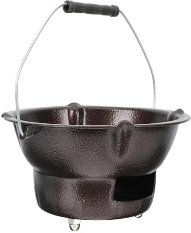BESTonZON Réchaud à Charbon Portable Barbecue Poêle en Fer Marron,cuisinière Extérieure Compacte Légère pour Camping Jardinage Cuisson au Feu de Bois