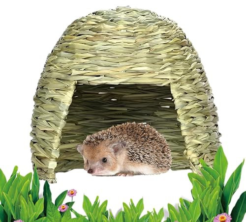 Halmhus – 30 x 29 cm, gräsgrotta, utmärkt | Bekvämt hopfällbart gräshus, sugrörsnäste för chinchillor hamstrar marsvin, små djur
