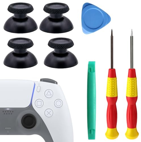 Nify Kit Accessoire Manette Compatible Avec PS5, Remplacement Joystick Avec 4 Boutons et Outils, Joystick et Bouton Manette Compatible Avec PS5 Noir