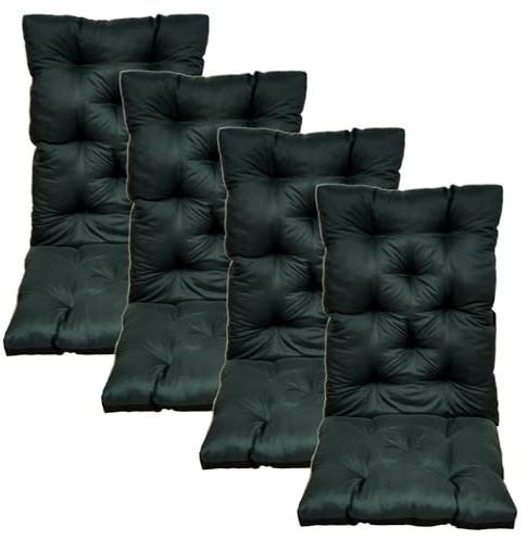 nana shop Hochlehner Auflagen für Gartenstuhl mit Rückenlehne, Sitzkissen Outdoor wasserabweisend, komfortable Stuhlkissen für Balkon, Terrasse und Garten, Bequeme Sitzpolster (120x50x8cm) (4, Grün)