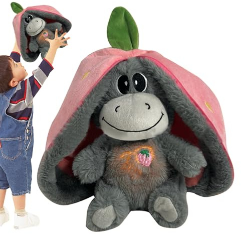 Générique Respiration Âne en Peluche Jouet, 30cm Peluche Respirante, Doudou avec Mouvements Respiratoires Réalistes et Musique Lumineuse, Anti-Stress pour L'anxiété des Adultes Et des