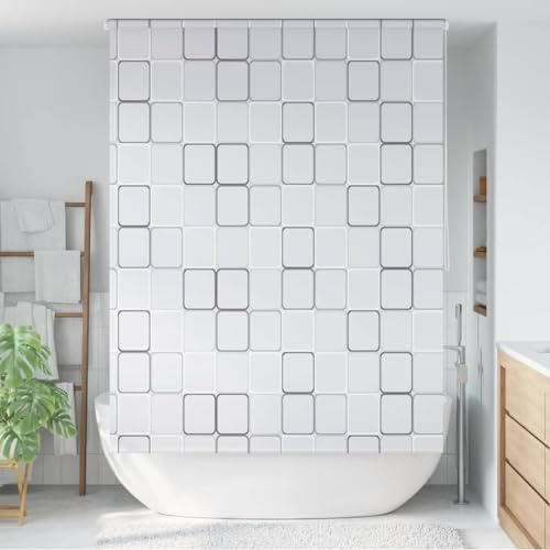Sophrelle Persiana Enrollable de Ducha Cuadrados 140x240 cm Blanco,142850