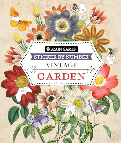 Brain Games - Sticker by Number - Vintage: Garden (28 Images to Sticker)