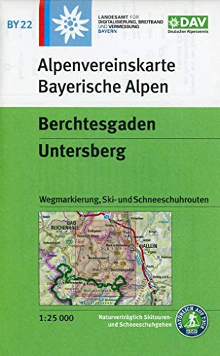 Berchtesgaden, Untersberg: Topographische Karte 1:25.000 mit Wegmarkierung, Ski- und Schneeschuhrouten (Alpenvereinskarten)