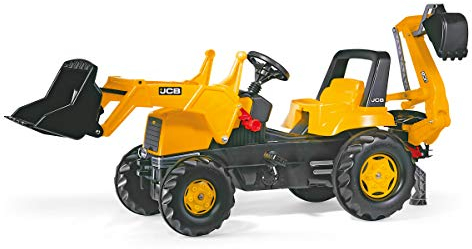 Rolly Toys 812004 - rollyJunior JCB Trettraktor (mit Frontlader und Heckbagger, für Kinder ab 3 Jahre, Flüsterlaufreifen)