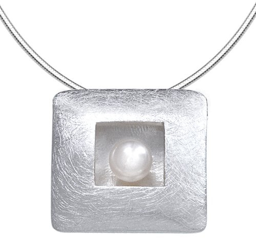 Vinani Anhänger Viereck mit Perle Schlangenkette 925 Sterling Silber AVP | Eleganter Viereck-Anhänger aus 925 Sterling Silber mit Süßwasserzuchtperle und Schlangenkette, nickelfrei und anlaufgeschützt