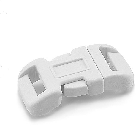 Ganzoo 'Set da 3/8 Chiusura a Scatto/Chiusura a Clip, Slot schliesser, in plastica per Paracord Bracciali, cordini ECC, 34 mm x 17 mm, Colore: Bianco, Taglia S – Marca