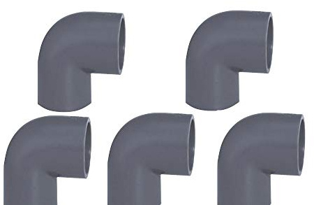 EXCOLO PVC Rohr 32mm Rohrverbinder Winkel Kniestück Muffen T-Stück Kappen (5 x 90°Winkel Ø32mm)