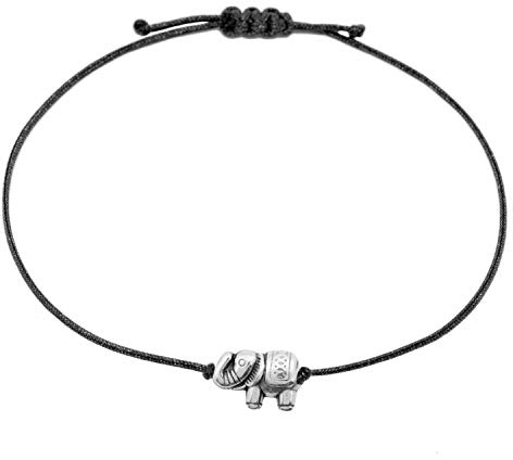 Selfmade Jewelry Armband Damen Elefant Silber Handmade Makramee Armbändchen Größenverstellbar Inkl. Geschenk-Verpackung