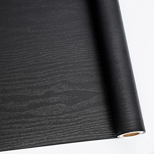 Abyssaly 23.6 X 118 Black Wood Peel and Stick Wallpaper - Wood Grain Contact Paper Self-Adhesive Removable Vinyl Film Furniture Wall Decorative - Real Wood Tactile Sensation Surfaces Easy to Clean