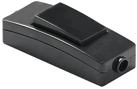 CABLEPELADO Interruptor Pasante Aéreo Unipolar Para Lámpara | De Paso Torpedo | Contactos Con Tornillo | AC 250V 2A | Apto Para Sobremesa | PVC | IP20 | Negro
