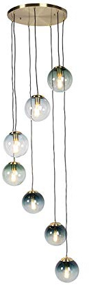 Qazqa Esstisch Art Deco Pendelleuchte, Pendellampe - Pallon - Gold, 7-flammig, 65cm,