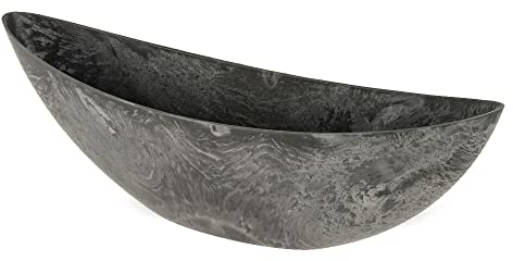 Vaso ovale per piante da esterno – grande vaso decorativo effetto pietra nera come vaso per fiori – 55 cm Jardiniere per giardino, balcone o cimitero come gioiello per tomba