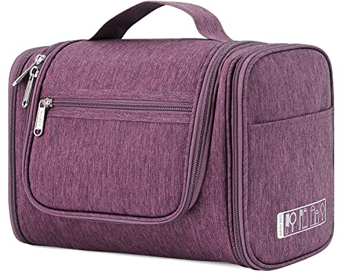 WANDF Groß Waschtasche, Kulturtasche zum Aufhängen für Damen, Kulturbeutel Herren Gross, Waschbeutel für Camping Reisen für Kinder Frauen Mann (Lila)