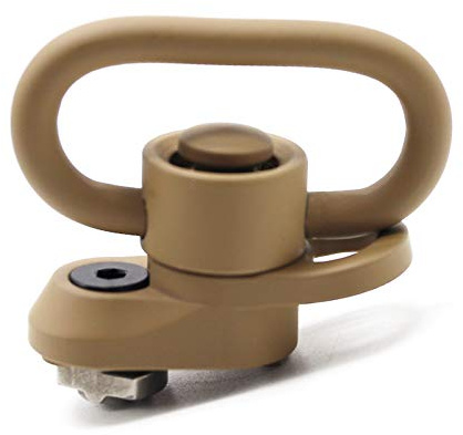Trirock 1.25 inch Swivel Loop Push Button QD Full TAN/FDE Sling Mount Base fits MLK Rail with Clever Hole for Snap Clip Hook Spring