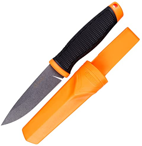 Ganzo G806-OR Feststehendes Messer, 8CR14 Edelstahlklinge, ergonomischer Anti-Rutsch-Griff, Camping, Jagd, Angeln, Outdoor, EDC-Messer mit Scheide (Orange)