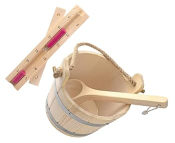 KTUXZCI Barile per sauna con mestolo e timer da 5 litri, accessori in stile per un'atmosfera da spa invitante, robusto per un kit di accessori per utensili da