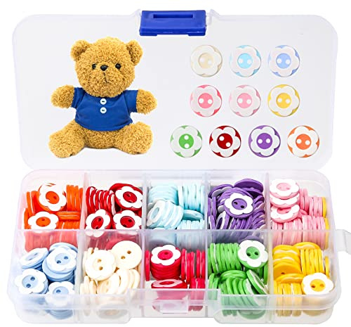 300 PCS Buttons for Baby Cardigans Button 2 Hole Colour Round Resin 13 mm | Resin Buttons Cute for DIY Sewing Knitting Crafting Baby Cardigans Dolls With Plastic Storage Box, 10 Colours