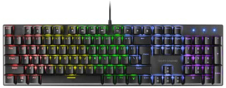 MARSGAMING MK422 Schwarz, Mechanische Gaming Tastatur RGB, Antighosting, Blauer Mechanischer Switch, US Sprache