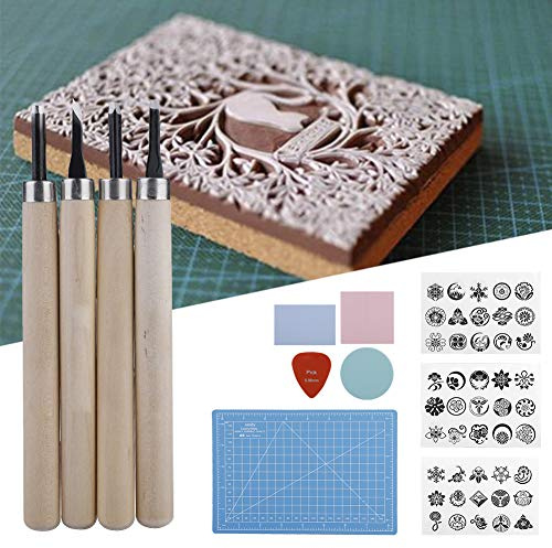 Juego de 16 Piezas para Hacer Sellos de Goma, Sello de Escultura Manual, Kit de Herramientas de Bricolaje, Juego de Bloques de Tallado de Sellos de Goma para Principiantes o Profesionales, Grabado, Es