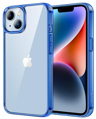 JETech Hülle für iPhone 14, Anti-Vergilbung, Blau | Stoßschutz, Kratzfeste Harte PC-Rückseite, Robuster Transparenter TPU-Rahmen