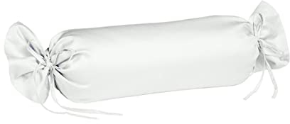 sleepling Satin Kissenbezug, Kissenhülle Nackenrolle aus 100% seidig weicher Baumwolle, Bezug Zierkissen, 60 Grad, Ökotex 100, Made in EU, 15 x 40 cm, weiß