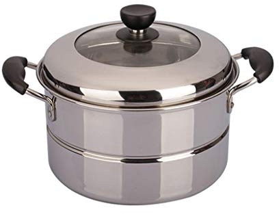 REJOON Fornello a Vapore 24CM Coperchio Combinato Fornello a induzione a Gas in Acciaio Inossidabile a Strato Singolo Pentolame Universale for Uso Domestico