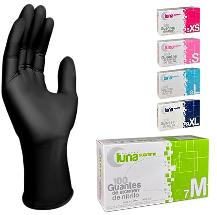 MUNTRADE Guantes Desechables de Nitrilo 200 unidades (M, Negro) | Sin Polvo, Sin Látex - Todas las tallas