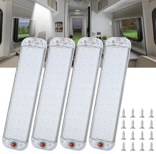 Linkstyle 4 Stück LED Innenbeleuchtung, 72 LEDs Auto Innenbeleuchtung mit ON/Off Schalter 12V-80V 10W Universal Weiß Lampe für Van LKW Wohnmobil