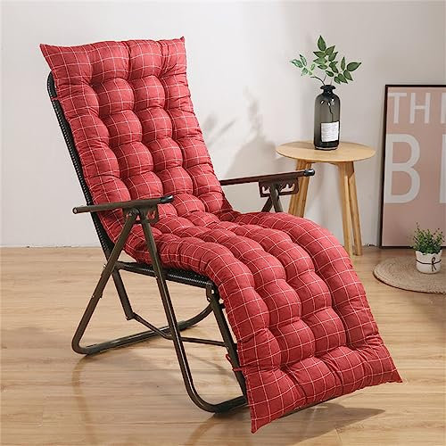 Morbuy Bequeme Liegenauflage Deckchair & Sonnenliegen - 8cm Dicke Polsterung Gartenliege Auflage Liegestuhl Polster Tragbare Garten Innenhof Gepolstertes (53x120x8cm,Rot kariert)