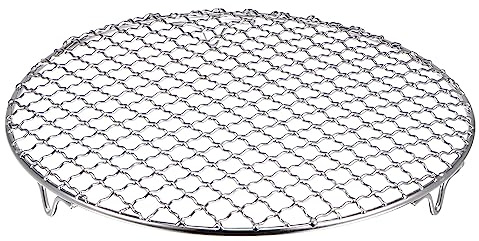 HARFINGTON Round Cooking Rack 10-inch 201 Stainless Steel Cross Wire Barbecue Grill Net with 20mm Legs for Cooking Baking Steaming BBQ