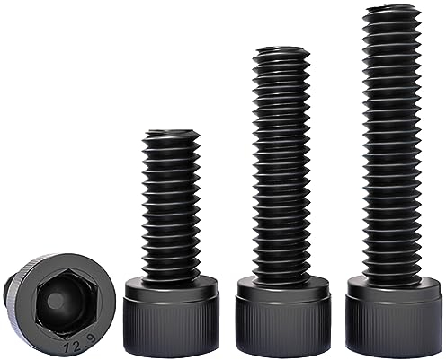 Qrity 10PCS M6x35mm Cylinder Hex Head Cap Screw, Screws Fasteners, Hexagonal Flat Head Machine Screws, Hex Socket Screw Bolt Black, Fully Thread