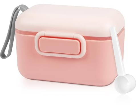 Aolso Mjölkbehållare, bärbar formel mjölkdispenser, förvaringsbox för formel (rosa)