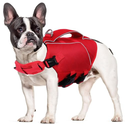 ASENKU Giubbotto di salvataggio per cani, gilet di sicurezza per animali domestici, per nuoto e canottaggio, giubbotto di salvataggio con squalo, costume da bagno per cani di taglia piccola, media e