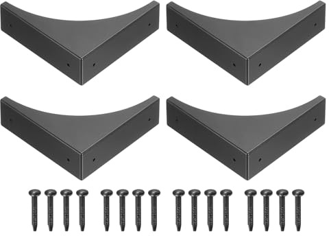 sourcing map Eckenschutz, 4 Stück, 6,5 cm, Metall-Eckenschutz, Vintage, dekorative Eckwinkel mit Schrauben, Kantenschutz für Möbel, Kasten, Tisch (schwarz)