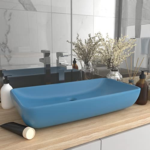Home Outdoor SonstigesLuxuswaschbecken rechteckig matt hellblau 71x38cm Keramik