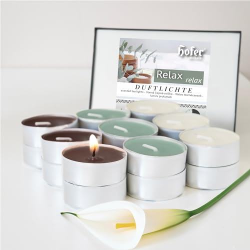 HOFER TEELICHTER DUFT [Relax] Teelichte mit sanftem Blüten Duft | Duftteelichter, Duftkerzen, bunte Teelichter | 18 Stk.