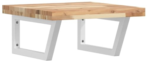 vidaXL Waschtischplatte mit Halterung, Holzplatte Waschtischkonsole Wandmontage, Waschbeckenplatte Wandkonsole Wandregal, Stahl Massivholz Akazie