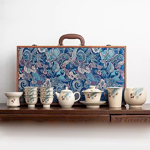 XaEjNzwDT Tetera marroqui teteras para te Juego de te Juego de té de Kung Fu de cerámica China, Caja de Regalo de Tetera y Taza de té para reuniones de Invitados(Color:E,Size:)