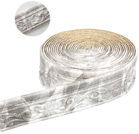 ACESOME Wallpaper Borders Self Adhesive, 10mx8cmx8mm Skirting Board Trim, Skirting Board Covers Wallpaper Borders, 3D Anti-Collision Line Border Roll Wall Trim for Corner Line Border (Marble Gray)