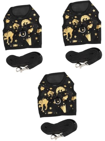 MILISTEN 3 Sätze Hasenkleidung Halloween-Hase Igel Zubehör Frettchenleine und Geschirr reptichip hasenbüste hasenkostüme Hasenweste und Brustgurt Zugseil für kleine Haustiere Stoff Black