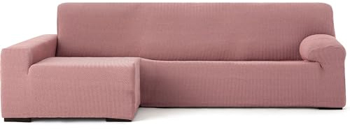 ECOMMERC3 | Copridivano Chaiselongue Braccio Lungo Sinistra Super Elastico Bielastico - Copridivano Chaiselong Colore Rosa con Schiume di Tenuta e Gomme di Valida Regolazione Destra o Sinistra