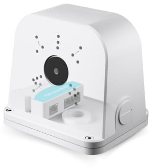 LINOVISION 2 Port Outdoor PoE Extender with Universal Mount Box for Two IP Cameras, Power via Ethernet Cable