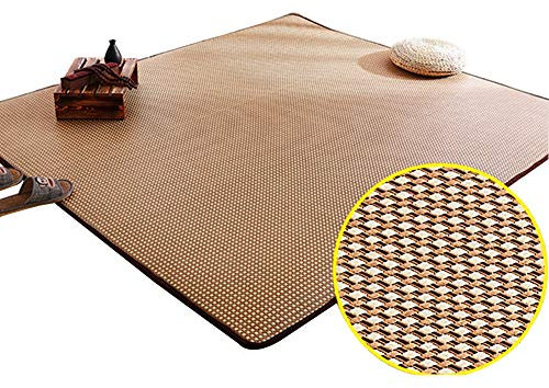 Bambus-Teppich für Korridor, Eisseide, Rattan, Kissenmatte, individuelle Größe, glatter Sommerteppich für Wohnzimmer, Kinderspielbereich, rutschfeste Matte für drinnen und draußen, 2,5 m x 1,4 m