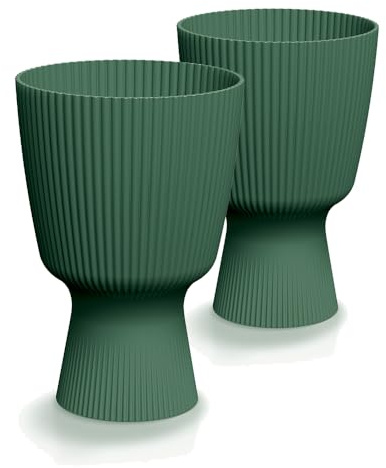 Tymar DBMIS Lot de 2 pots à fleurs ronds Vert forêt Diamètre 15 cm