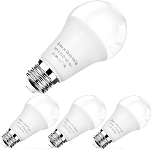 SETEN 4-Pack Dusk to Dawn LED Light Bulb Outdoor A19 10W Daylight 5000K