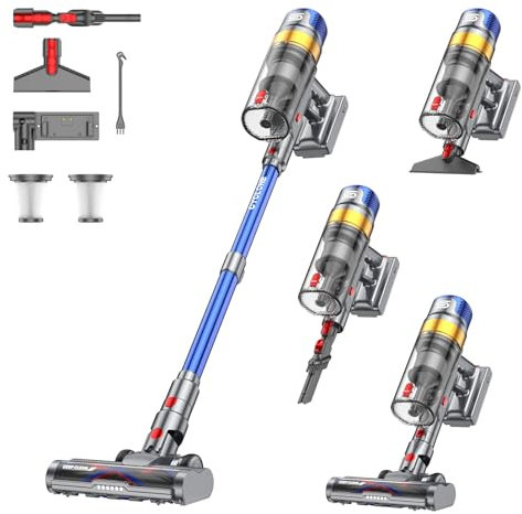 Sulean X8 Aspiradora sin Cable 48Kpa/580W/70Mins, 2025 Escoba Aspirador Vertical Potente de 1.6L/Pantalla LED, Cepillo Anti-Enredo, Vacuum Cleaner para Suelo/Alfombra/Pelos de Animales