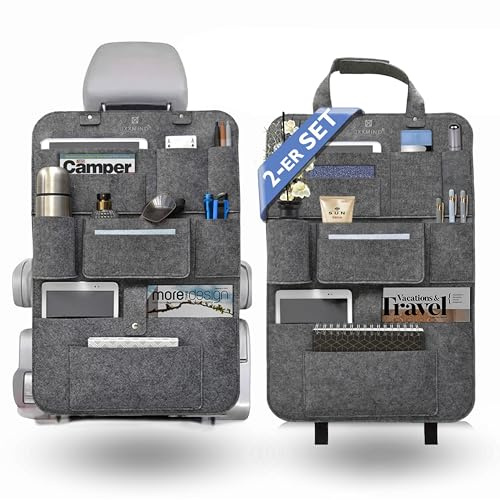 IXXMIND Auto Rückenlehne Schutz 2ER-SET, Auto Rücksitz Kinder, Rückenlehnenschutz, Autoorganizer, auto organizer, Car Back Seat Organiser